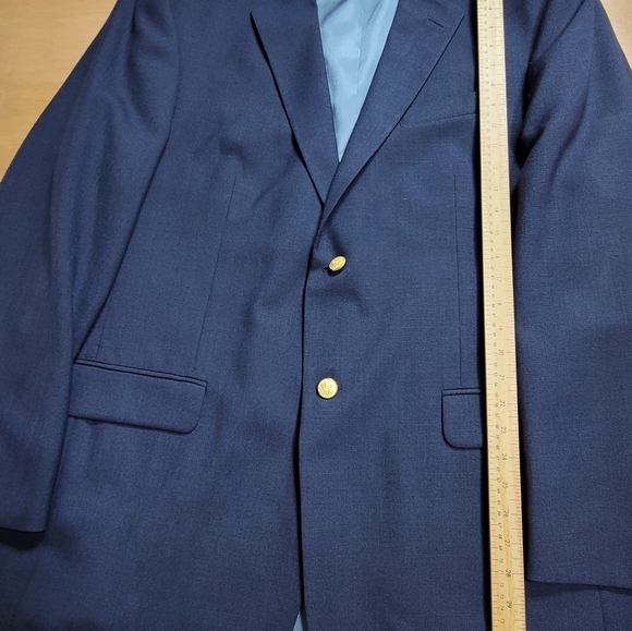 Stafford Sports Coat Mens 46L Jacket Blue Gold Buttons - Picture 4 of 15